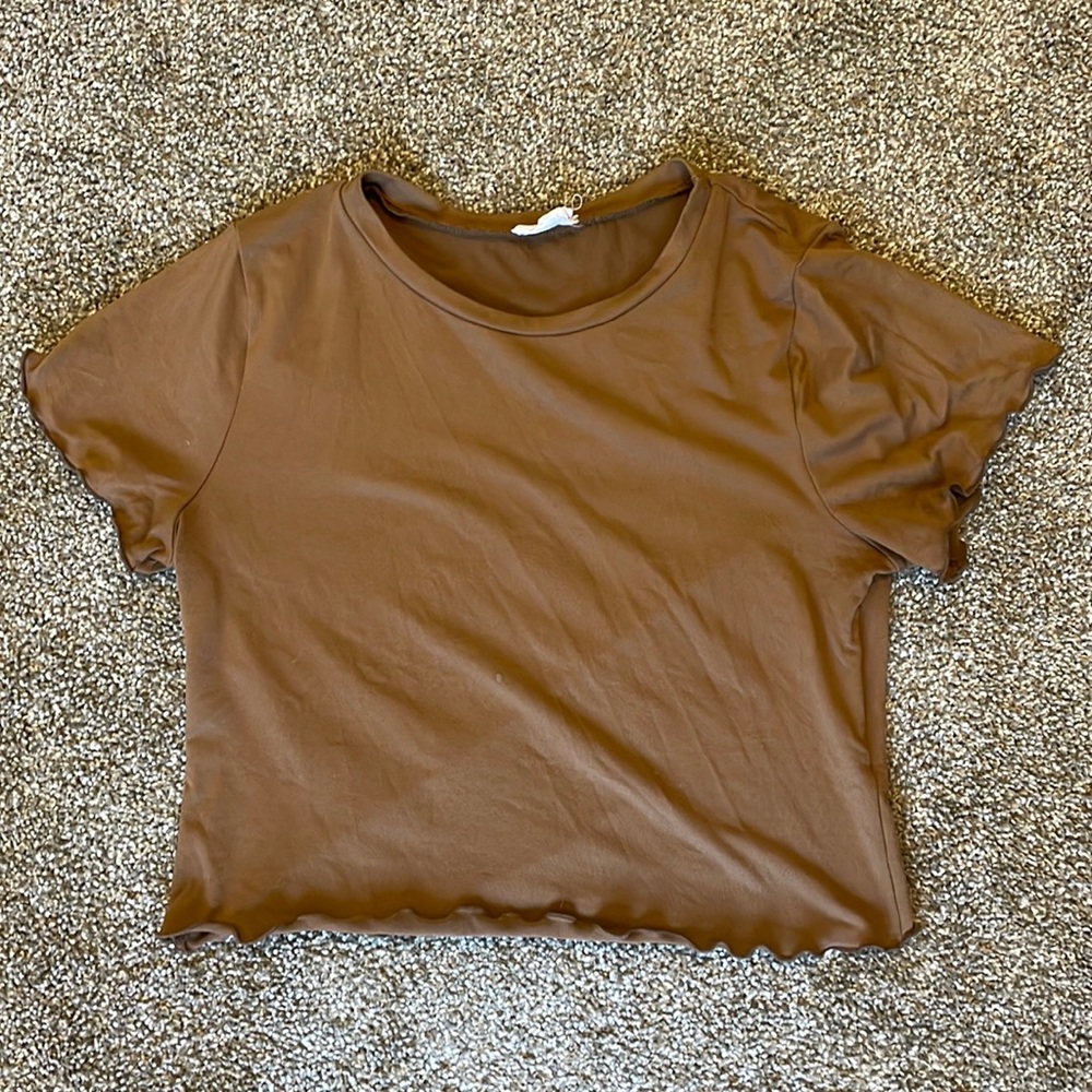 Live in the Moment Brown Cropped Shirt